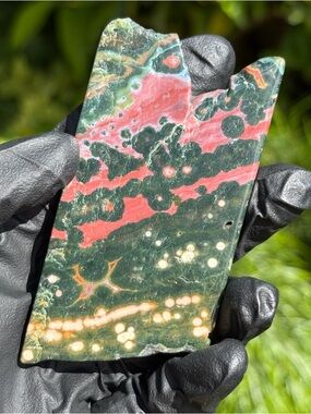Ocean Jasper Slab with Natural Imperfections - Orbicular Jasper - Sea Jasper